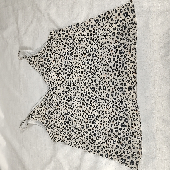 Caramela Tops - Caramela Beige and Leopard Print Tank Top Size Large
